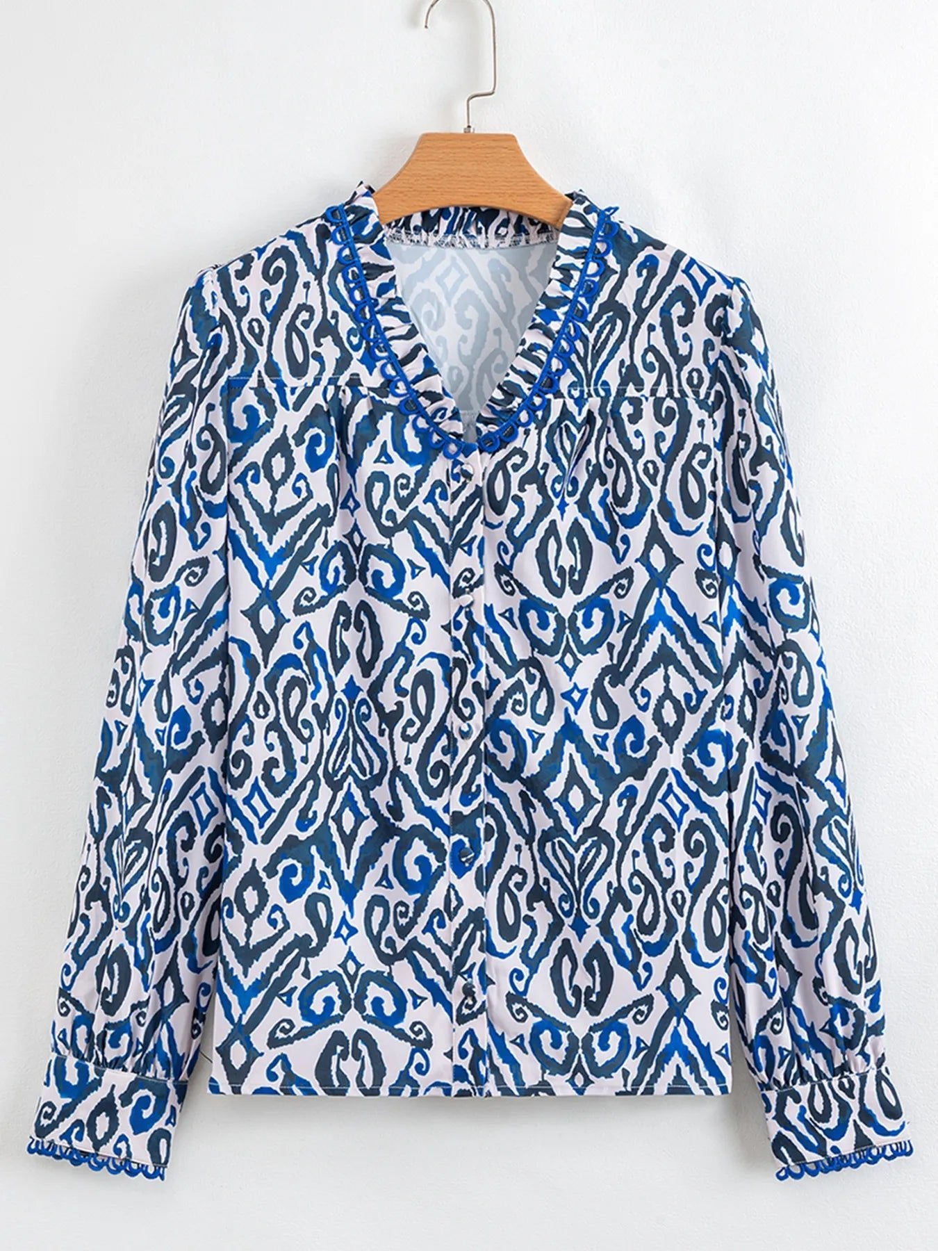 Paisley Print Long Sleeve Blouse - MAD RUFFI