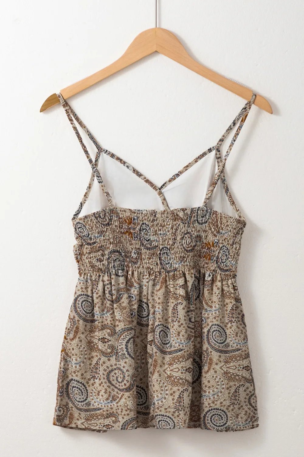 Paisley Printed Smocked Babydoll Cami - MAD RUFFI