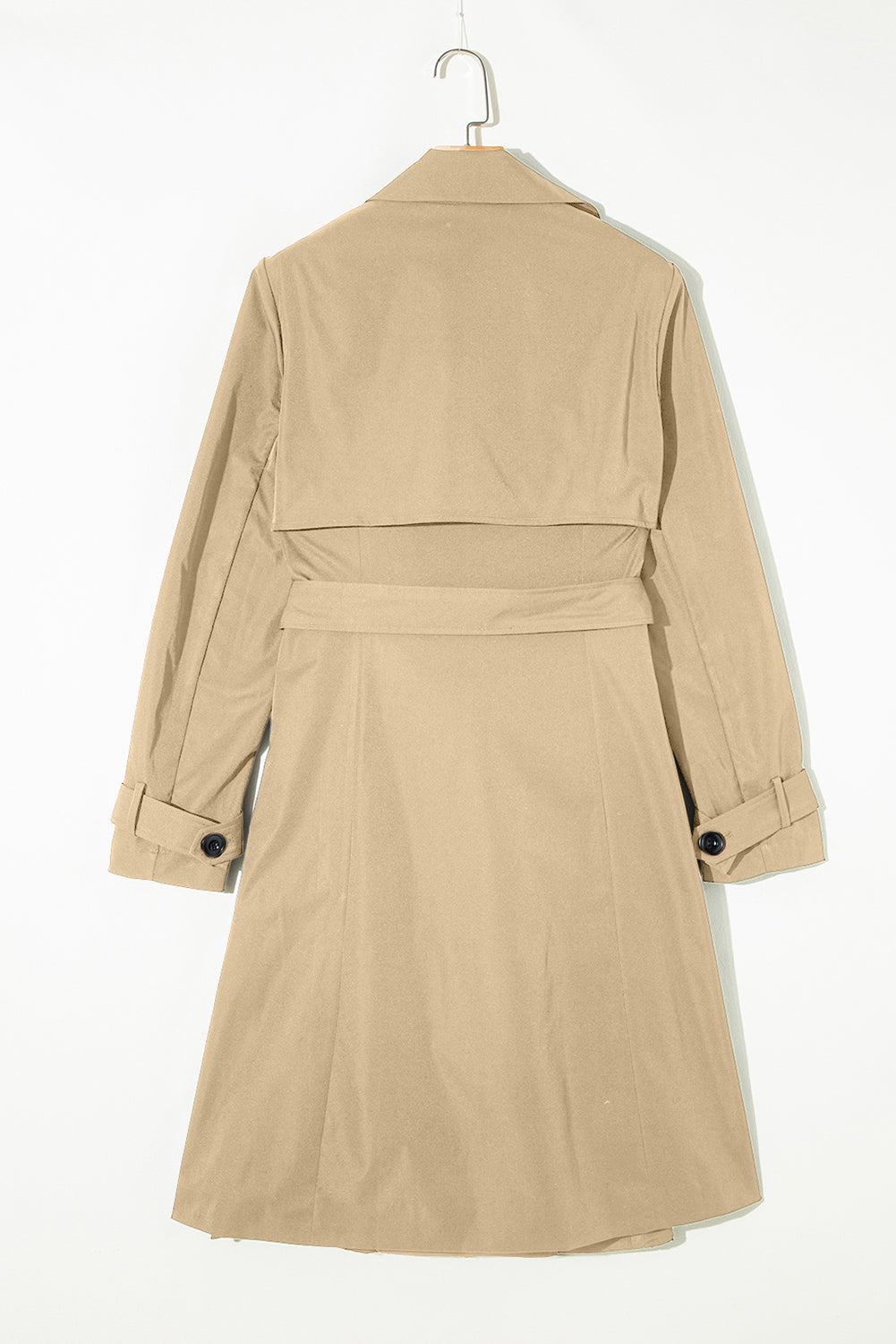 Pale Khaki Solid Color Lapel Collar Pocket Wind Coat - MAD RUFFI