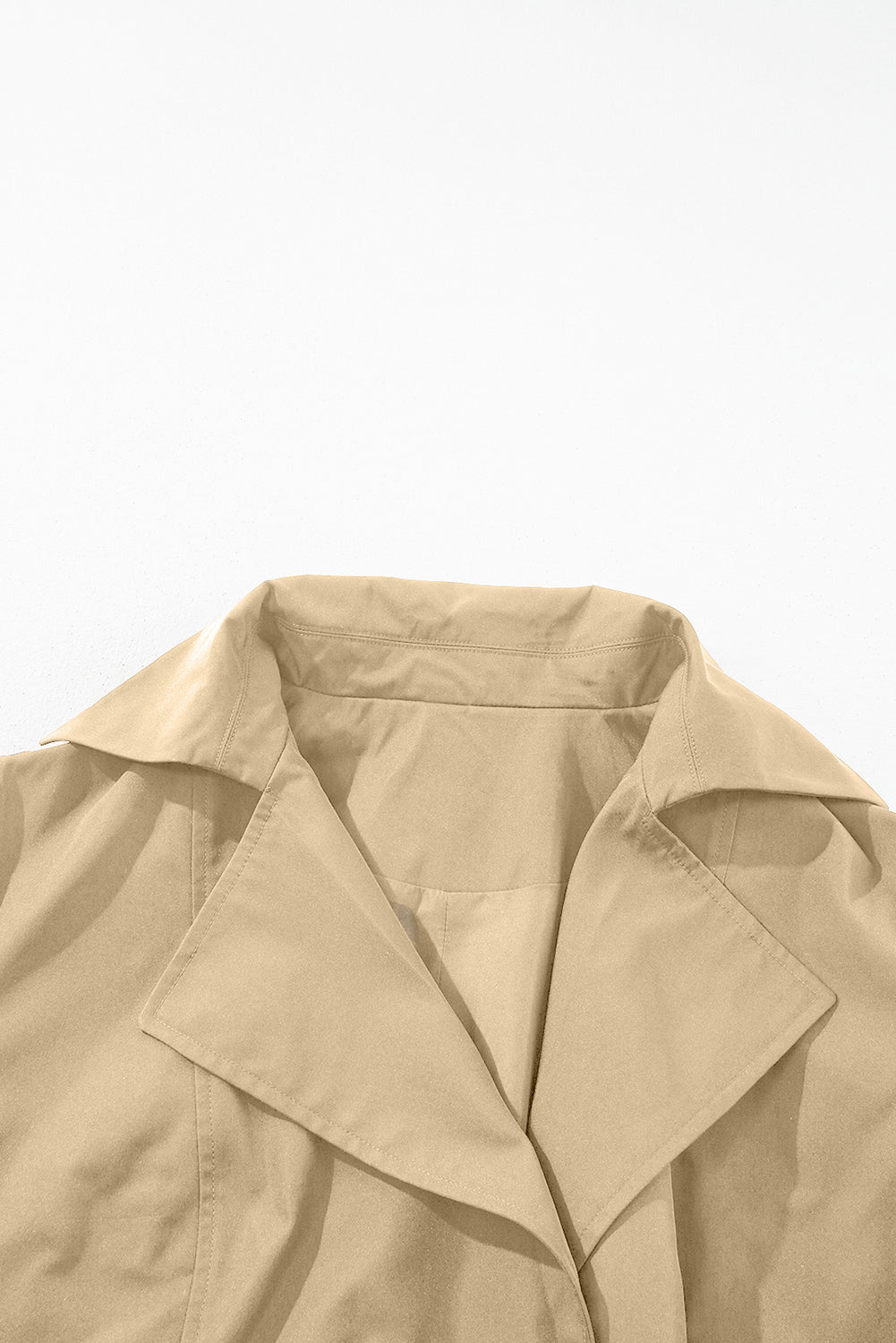 Pale Khaki Solid Color Lapel Collar Pocket Wind Coat - MAD RUFFI