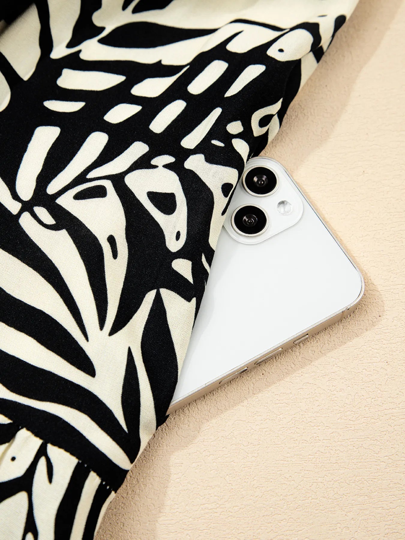 Palm Print Wrapped Spaghetti Straps Tiered Dress - MAD RUFFI