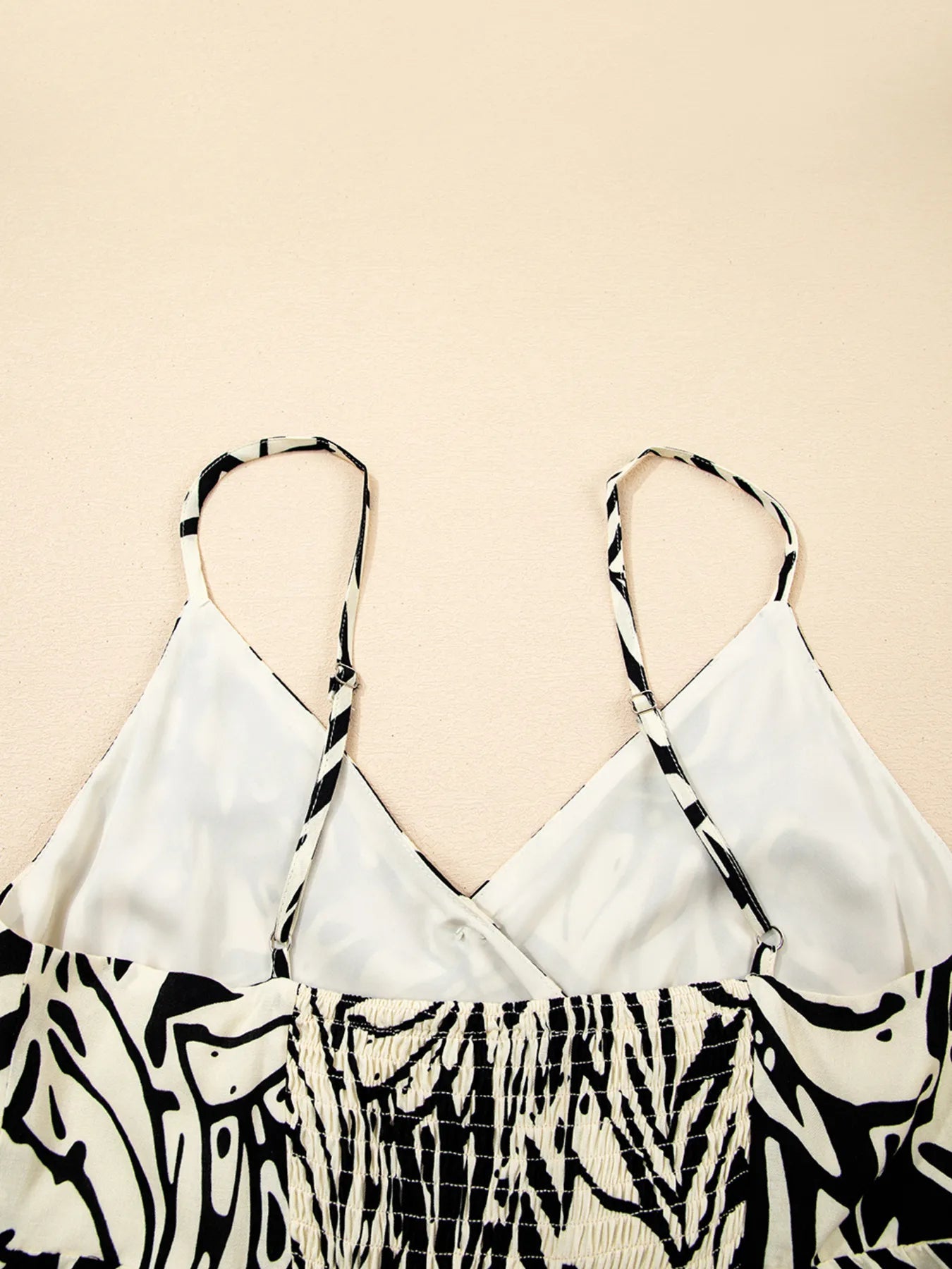 Palm Print Wrapped Spaghetti Straps Tiered Dress - MAD RUFFI