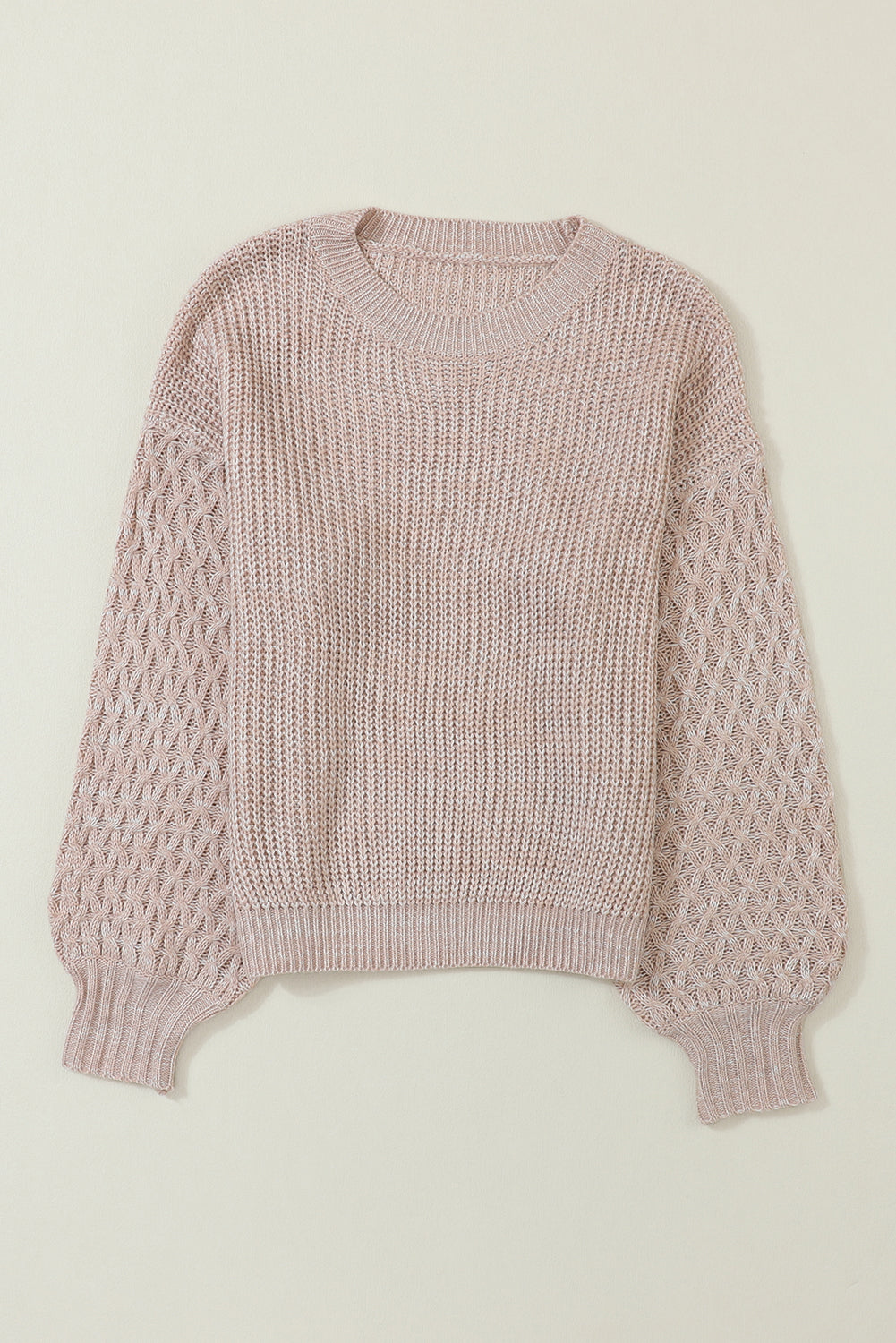 Parchment Chunky Knit Sleeve Drop Shoulder Sweater - MAD RUFFI