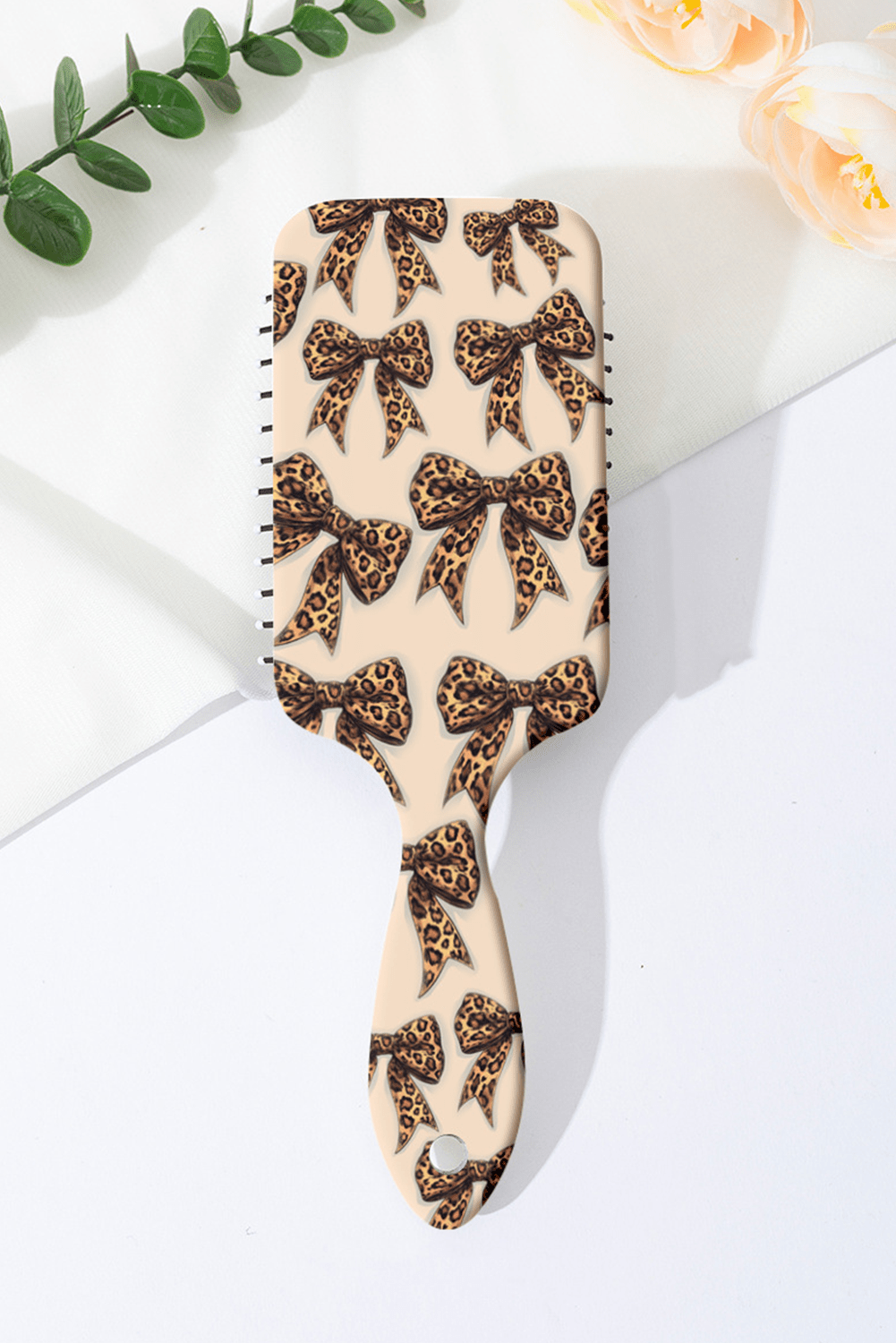 Parchment Leopard Bow Print Hair Comb - MAD RUFFI