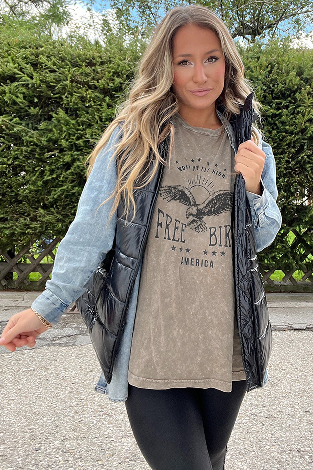 Parchment Mineral Washed Letter Graphic Top - MAD RUFFI