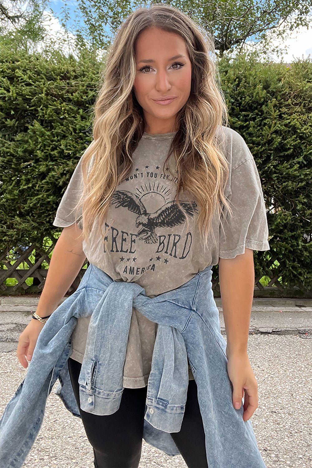 Parchment Mineral Washed Letter Graphic Top - MAD RUFFI