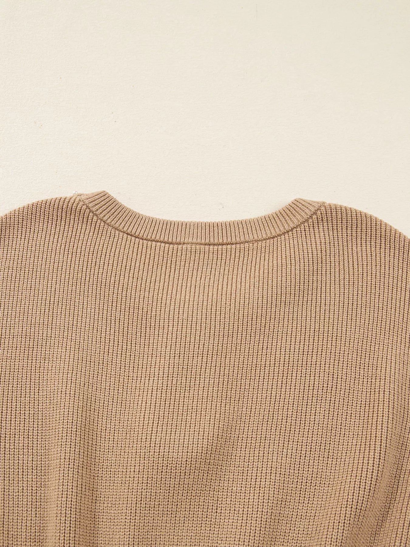 Pearl Embellished Keyhole Ribbed Sweater Dress - MAD RUFFI