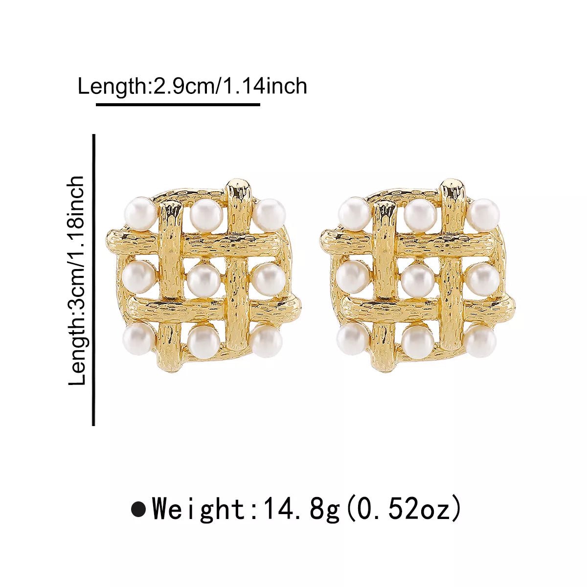 Pearl Grid Square Stud Earrings - MAD RUFFI