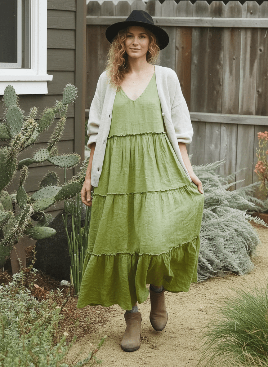 Perfee Tiered Frill V - Neck Sleeveless Dress - MAD RUFFI