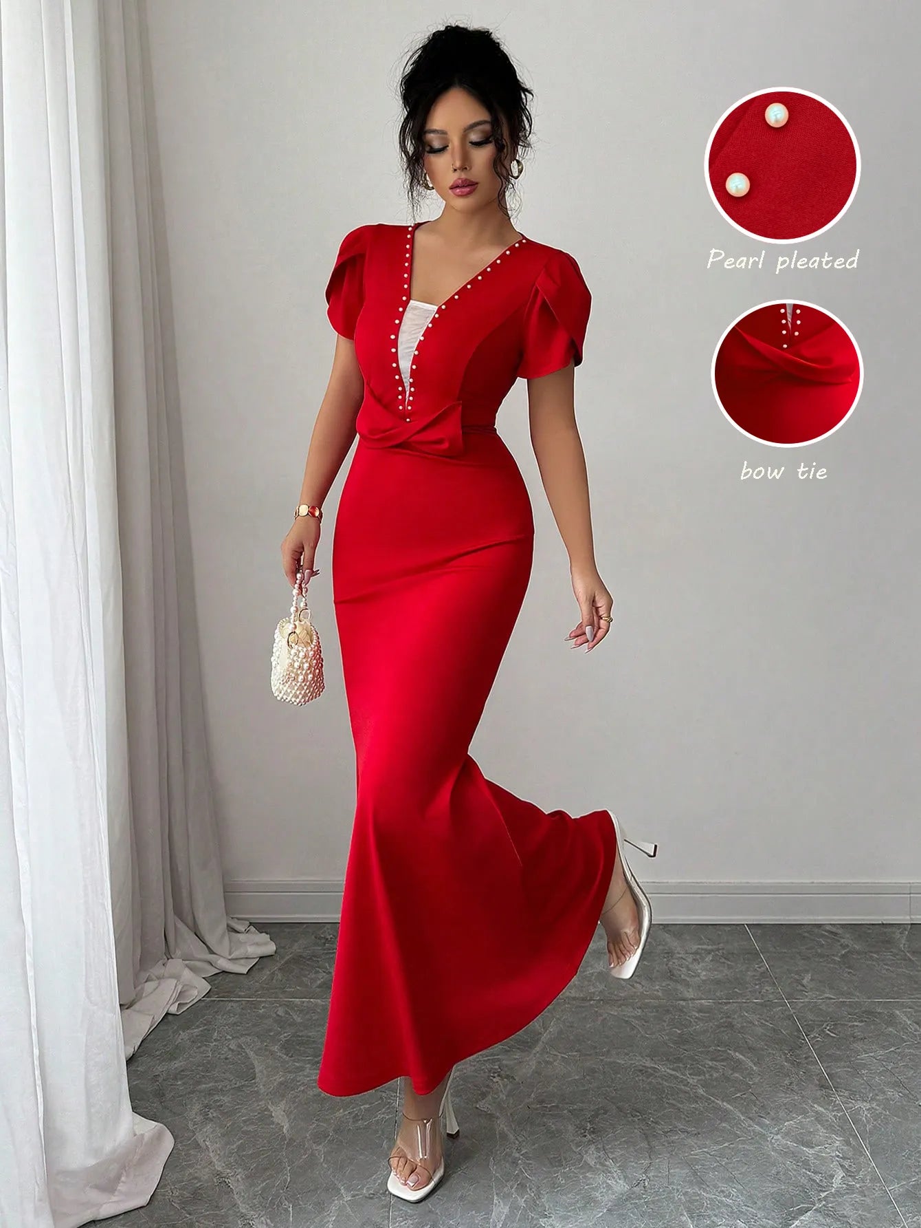 Petal Sleeve Mermaid Maxi Dress - MAD RUFFI