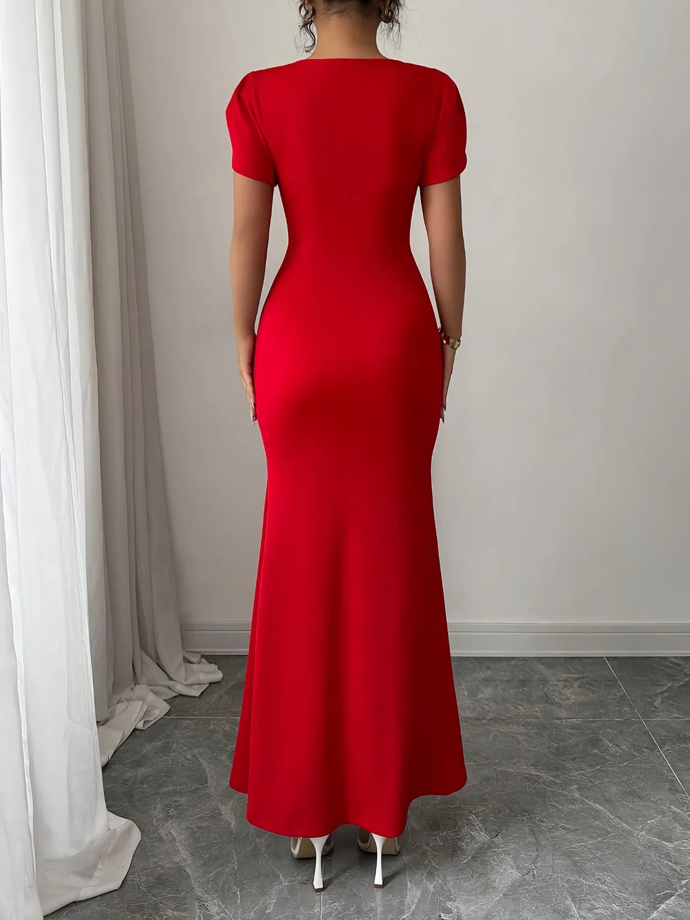 Petal Sleeve Mermaid Maxi Dress - MAD RUFFI