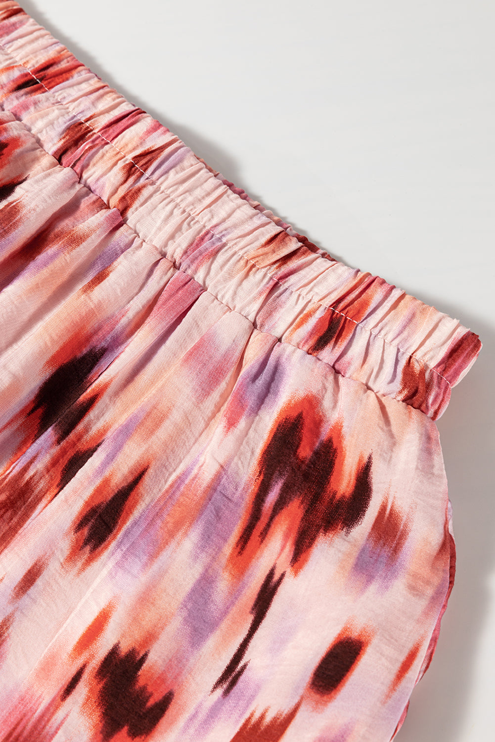 Pink Abstract Watercolor Tie Dye Tiered Maxi Skirt - MAD RUFFI