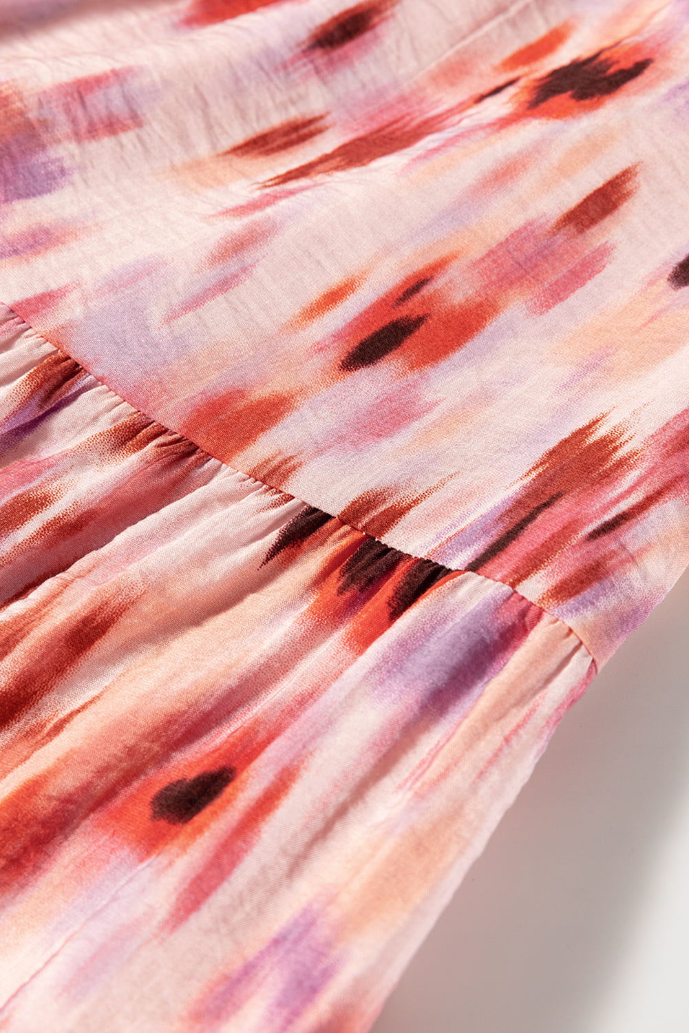 Pink Abstract Watercolor Tie Dye Tiered Maxi Skirt - MAD RUFFI