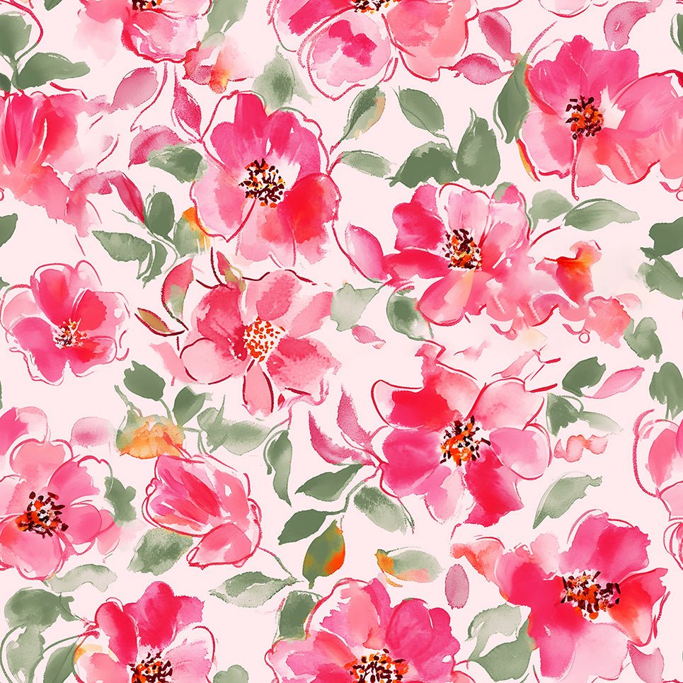 Pink Allover Floral Print Boxy Fit V Neck Blouse - MAD RUFFI