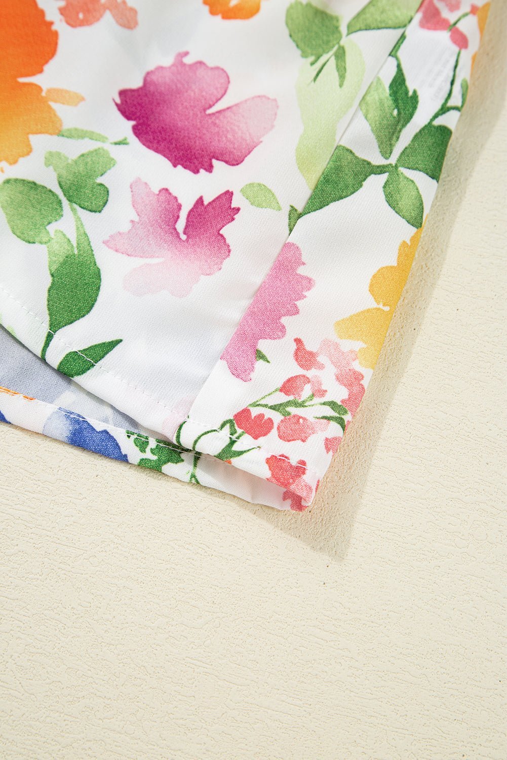 Pink Allover Floral Print Boxy Fit V Neck Blouse - MAD RUFFI