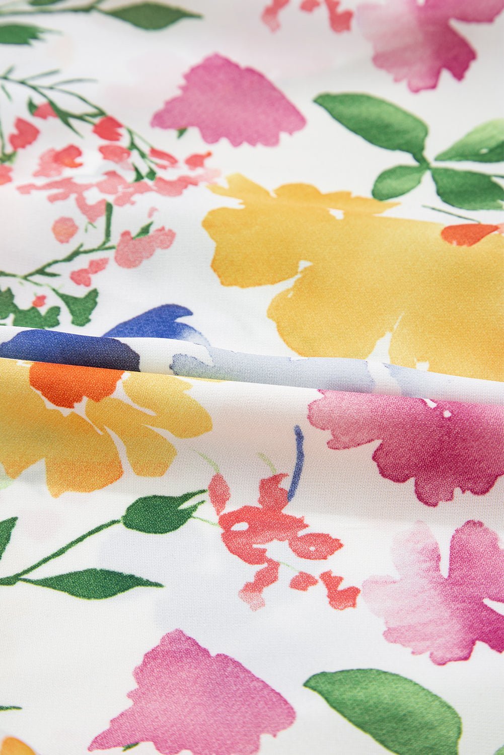 Pink Allover Floral Print Boxy Fit V Neck Blouse - MAD RUFFI