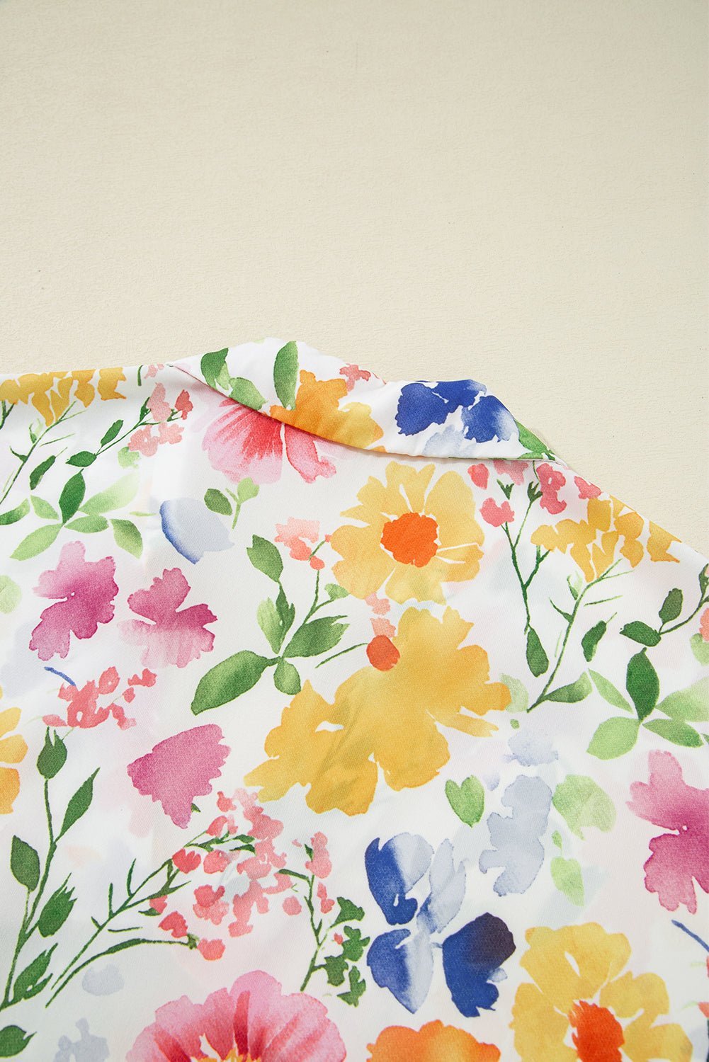 Pink Allover Floral Print Boxy Fit V Neck Blouse - MAD RUFFI