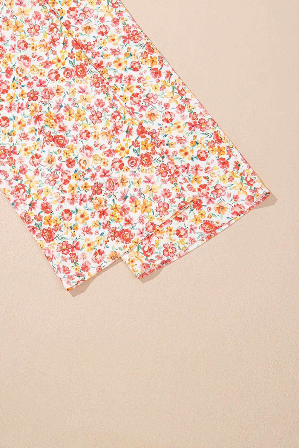 Pink Boho Floral Bandeau Top and High Waist Wide Leg Pants Set - MAD RUFFI