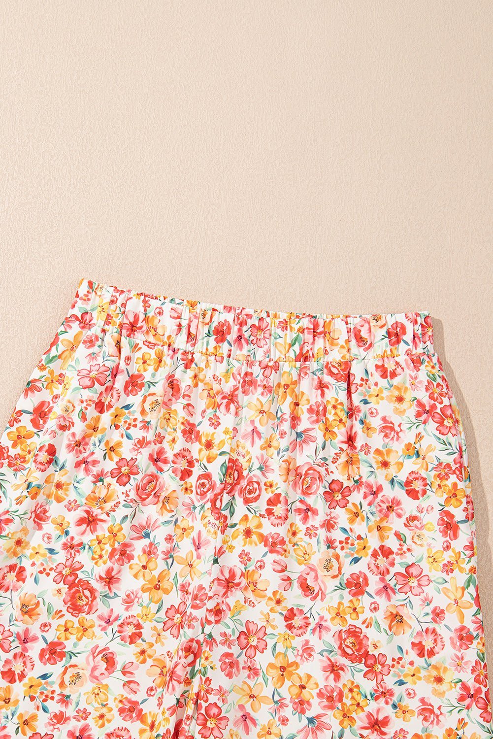 Pink Boho Floral Bandeau Top and High Waist Wide Leg Pants Set - MAD RUFFI