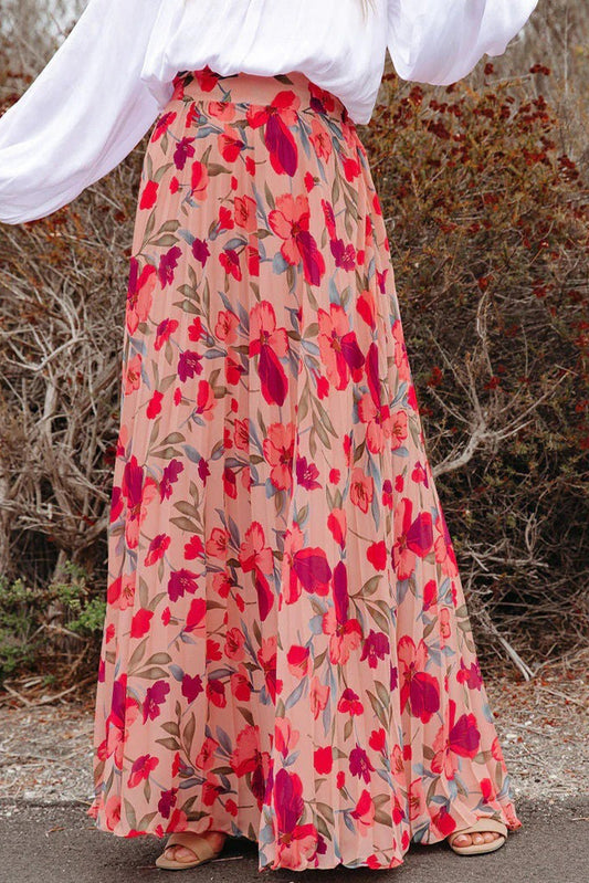 Floral Print Blush Coral Pink Dusty pink print flowy skirt women’s  fashion