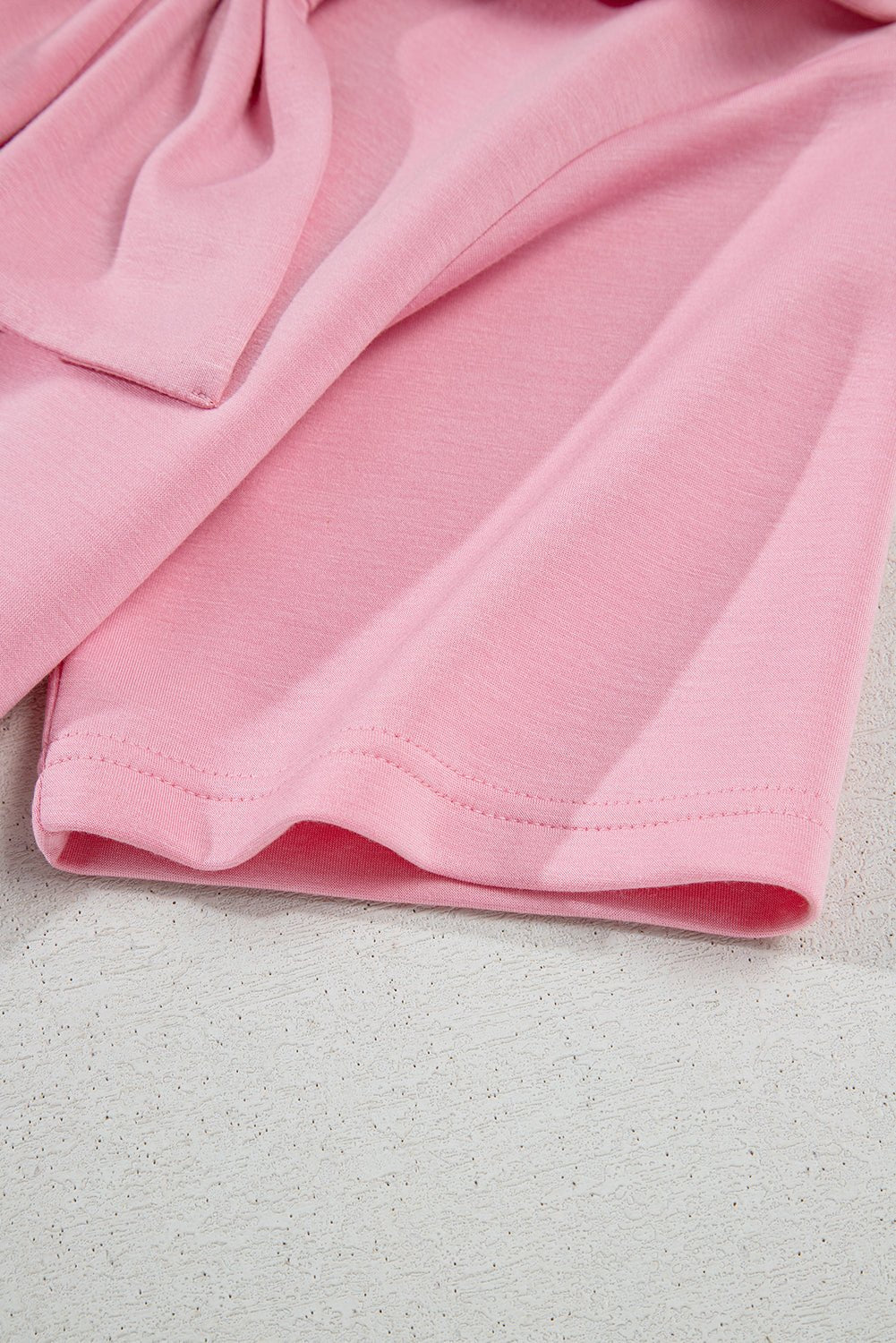 Pink Bow Applique Solid Color Sweet T-shirt - MAD RUFFI