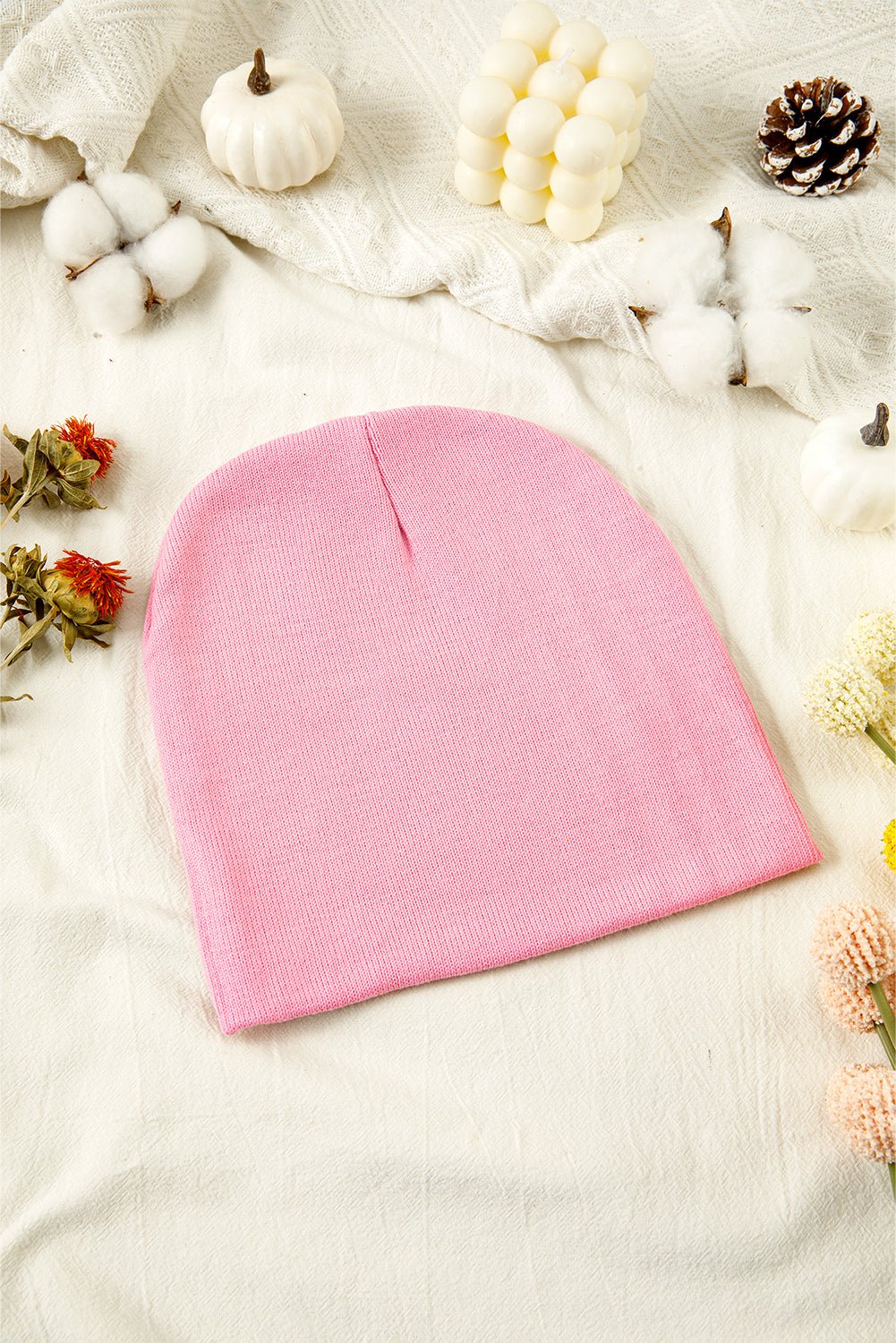 Pink Bow Print Knitted Beanie Hat - MAD RUFFI