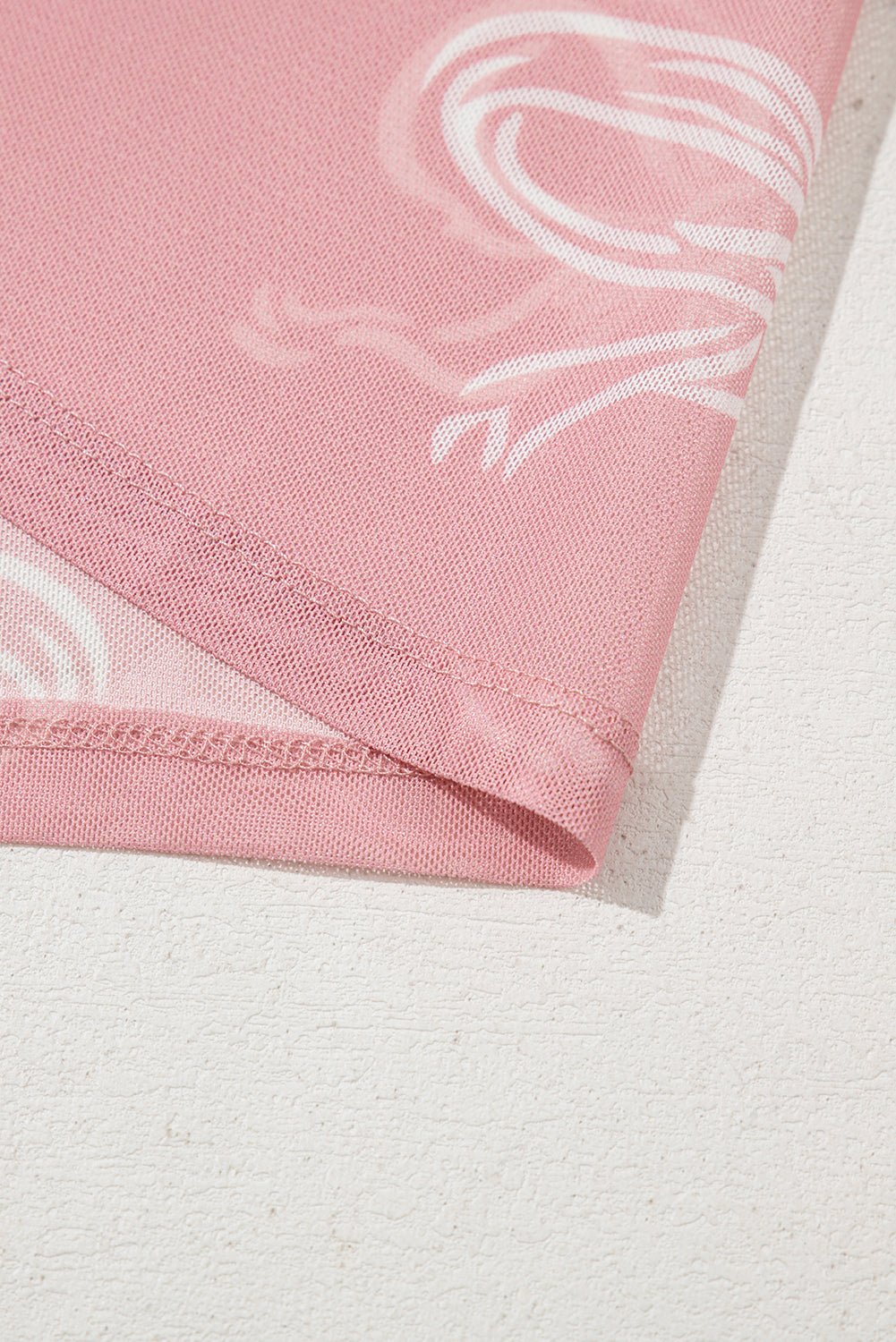 Pink Bow Print Long Sleeve Mesh Top - MAD RUFFI