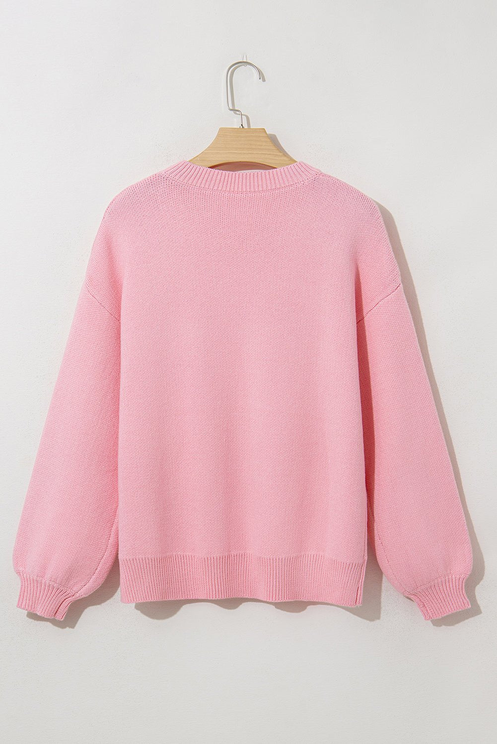 Pink Bow Round Neck Pullover Sweater - MAD RUFFI