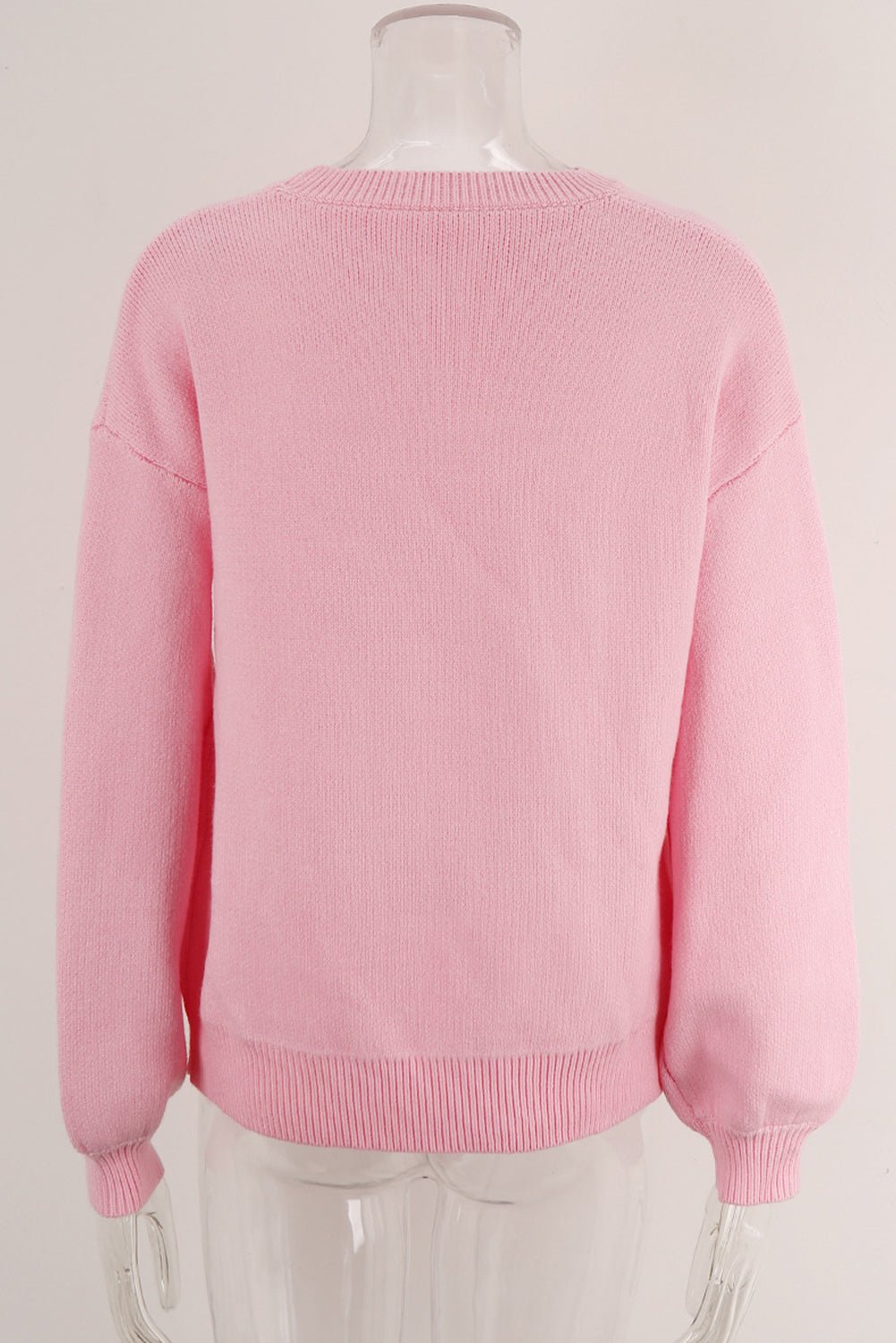 Pink Bow Round Neck Pullover Sweater - MAD RUFFI