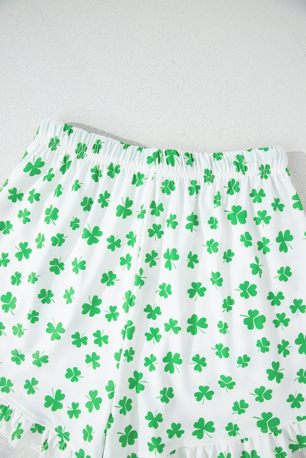 Pink Bowknot Print Shirt and Ruffle Hem Shorts Pajama Set - MAD RUFFI