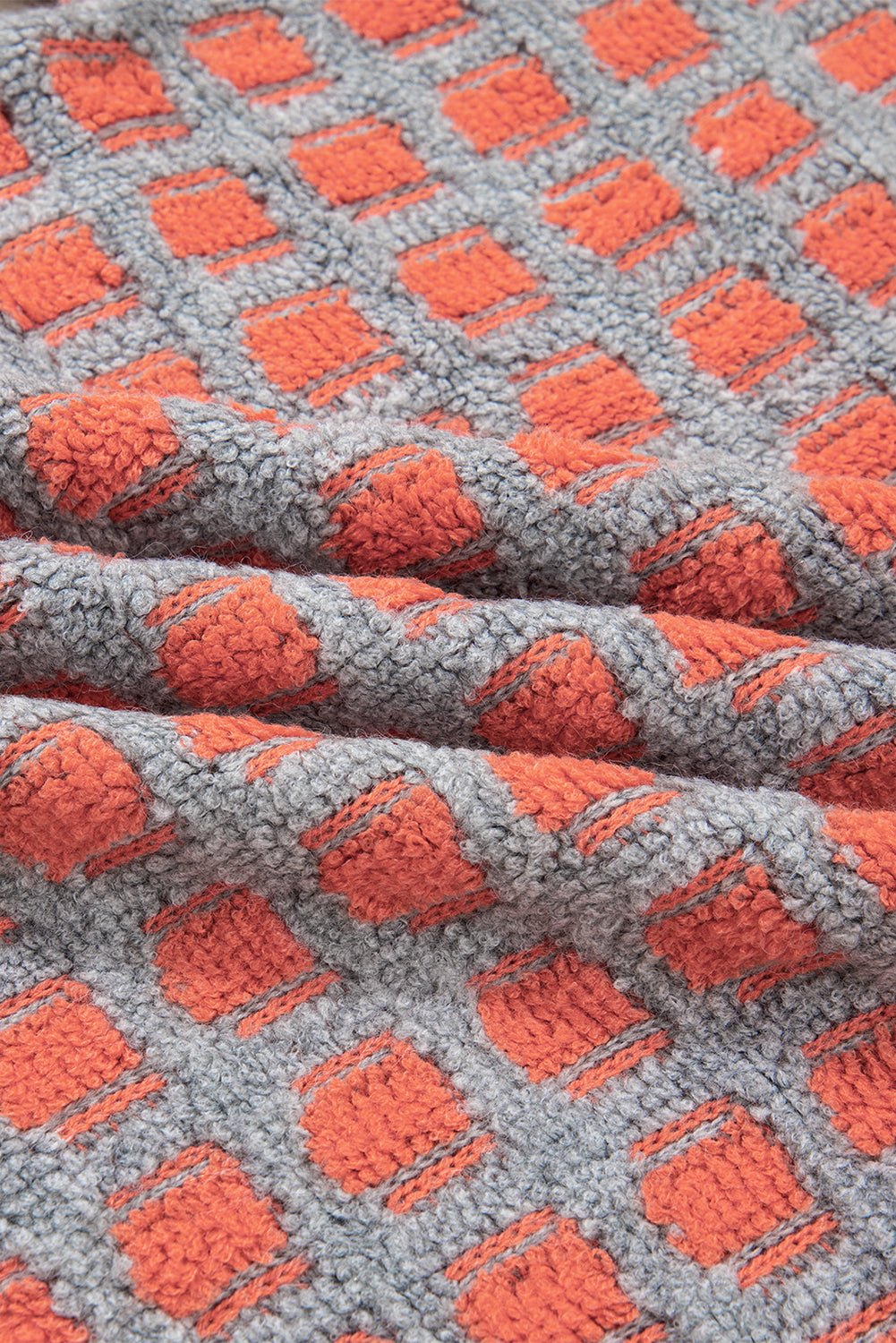 Pink Checkered Oversized Side Slit Sweater - MAD RUFFI