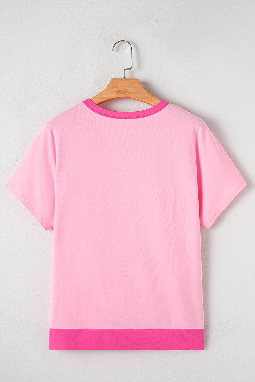 Pink Colorblock Half Buttons Henley T Shirt - MAD RUFFI