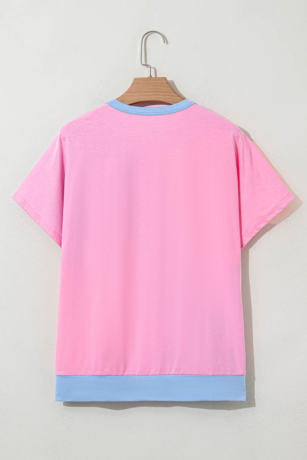 Pink Colorblock Half Buttons Henley T Shirt - MAD RUFFI