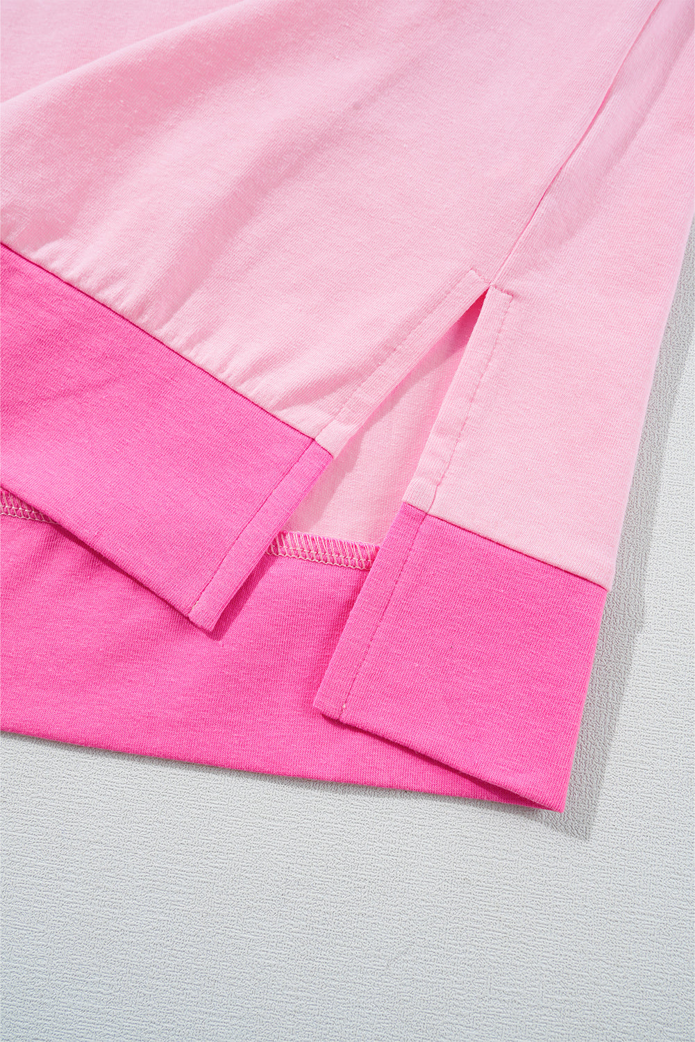 Pink Colorblock Half Buttons Henley T Shirt - MAD RUFFI