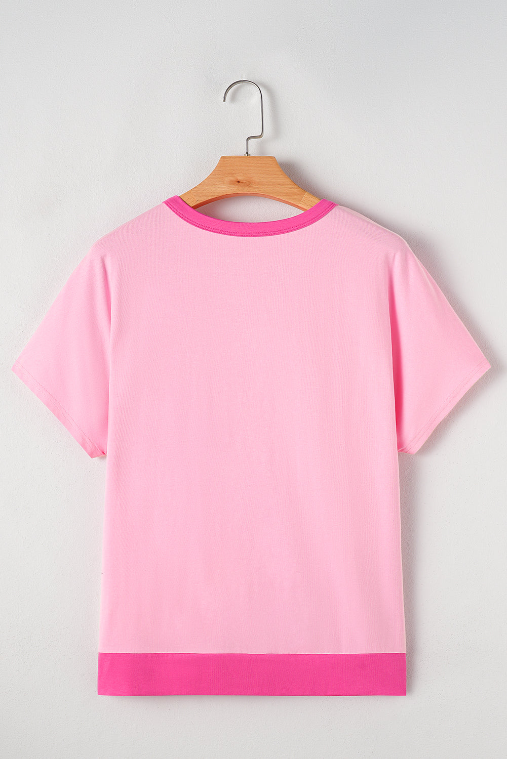 Pink Colorblock Half Buttons Henley T Shirt - MAD RUFFI