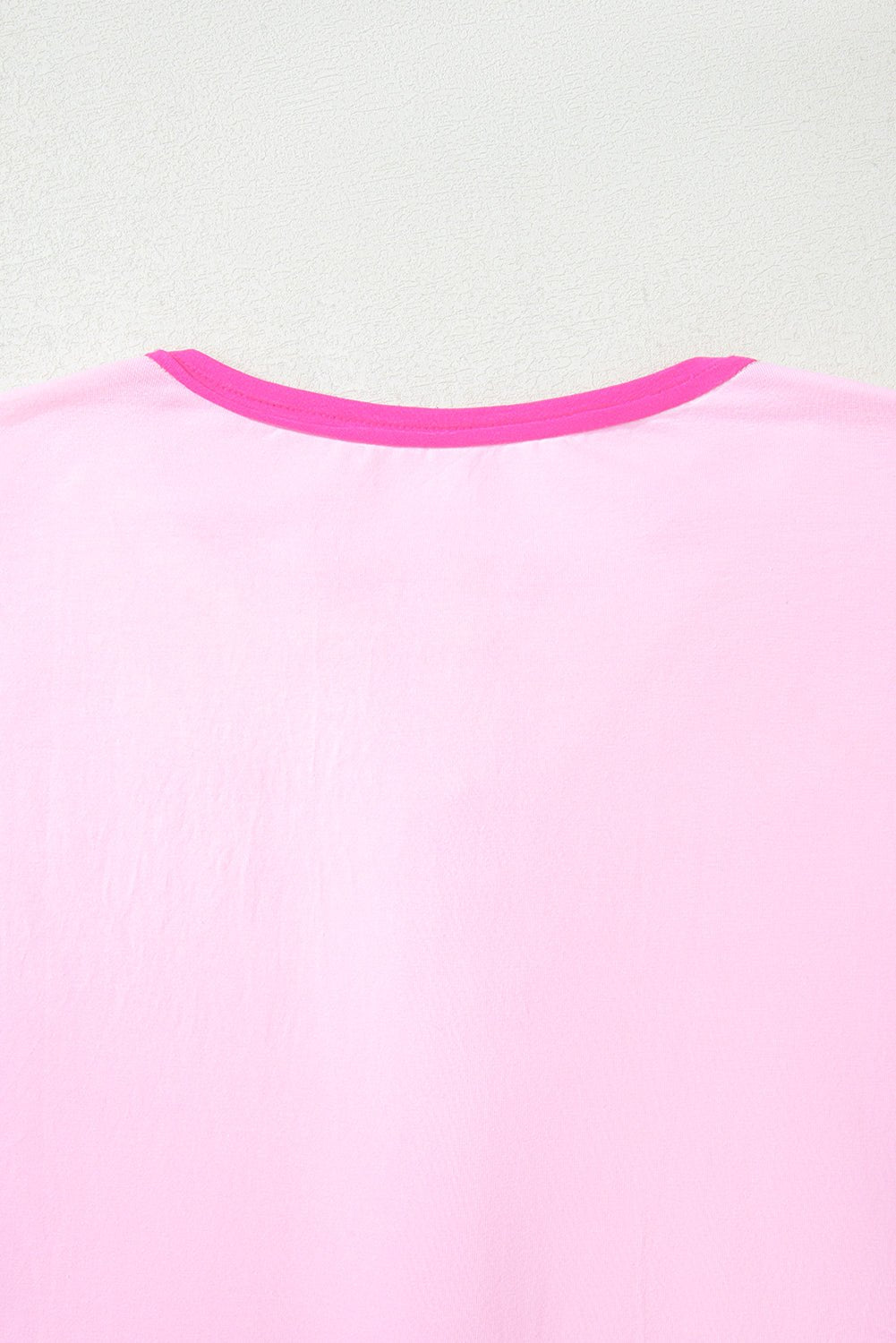 Pink Colorblock Half Sleeve Henley Top - MAD RUFFI