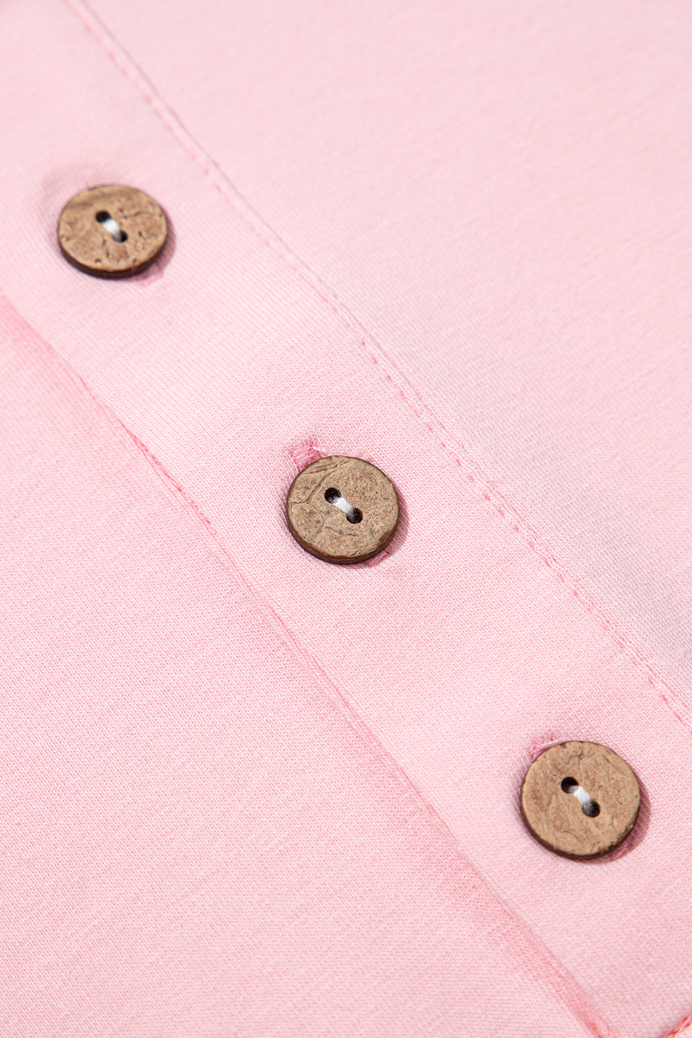 Pink Colorblock Long Sleeve Buttons Henley Top - MAD RUFFI