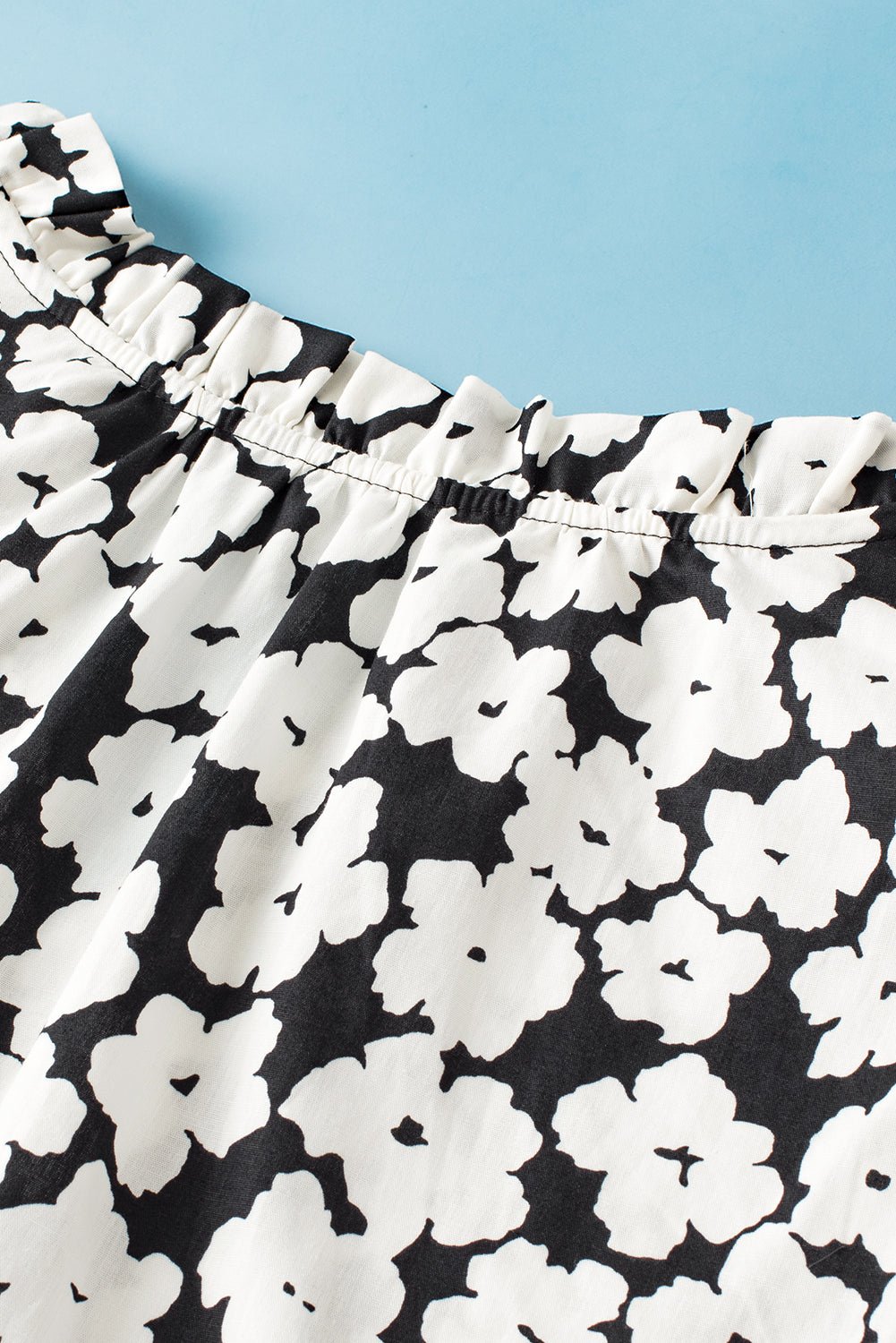 Pink Contrast Ric Rac Layered Ruffle Sleeve Floral Blouse - MAD RUFFI