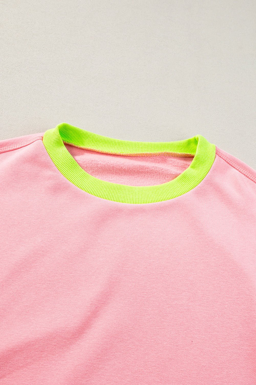 Pink Contrast Trim Bubble Sleeve Sweatshirt - MAD RUFFI
