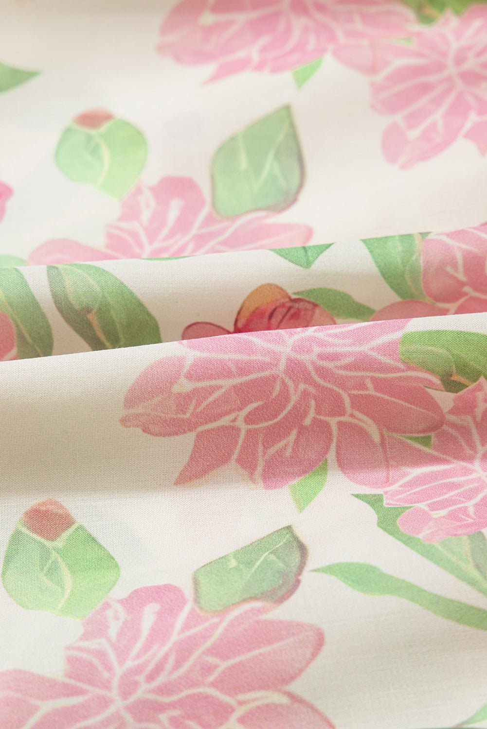 Pink Floral Print Drawstring V Neck Peplum Blouse - MAD RUFFI