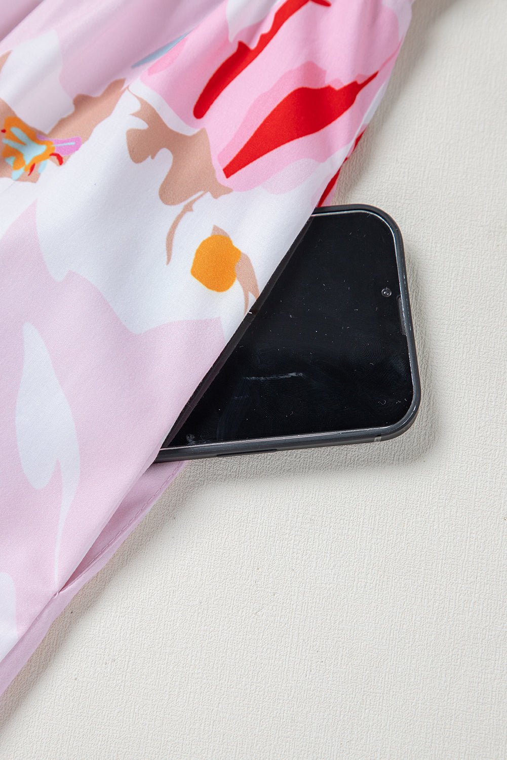 Pink Floral Print Knotted Shoulder Smocked Maxi Dress - MAD RUFFI