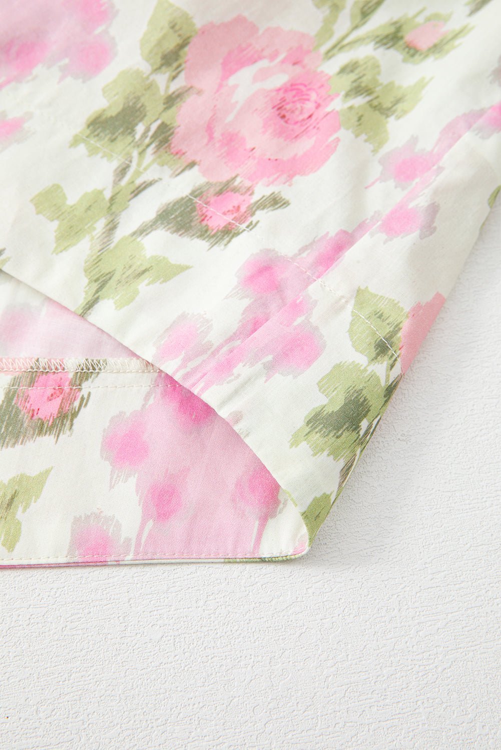 Pink Floral Print Layered Ruffle Sleeve Summer Top - MAD RUFFI