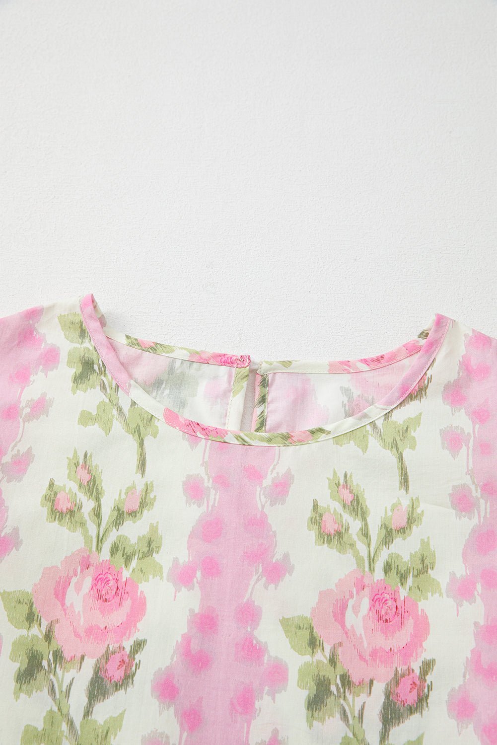 Pink Floral Print Layered Ruffle Sleeve Summer Top - MAD RUFFI