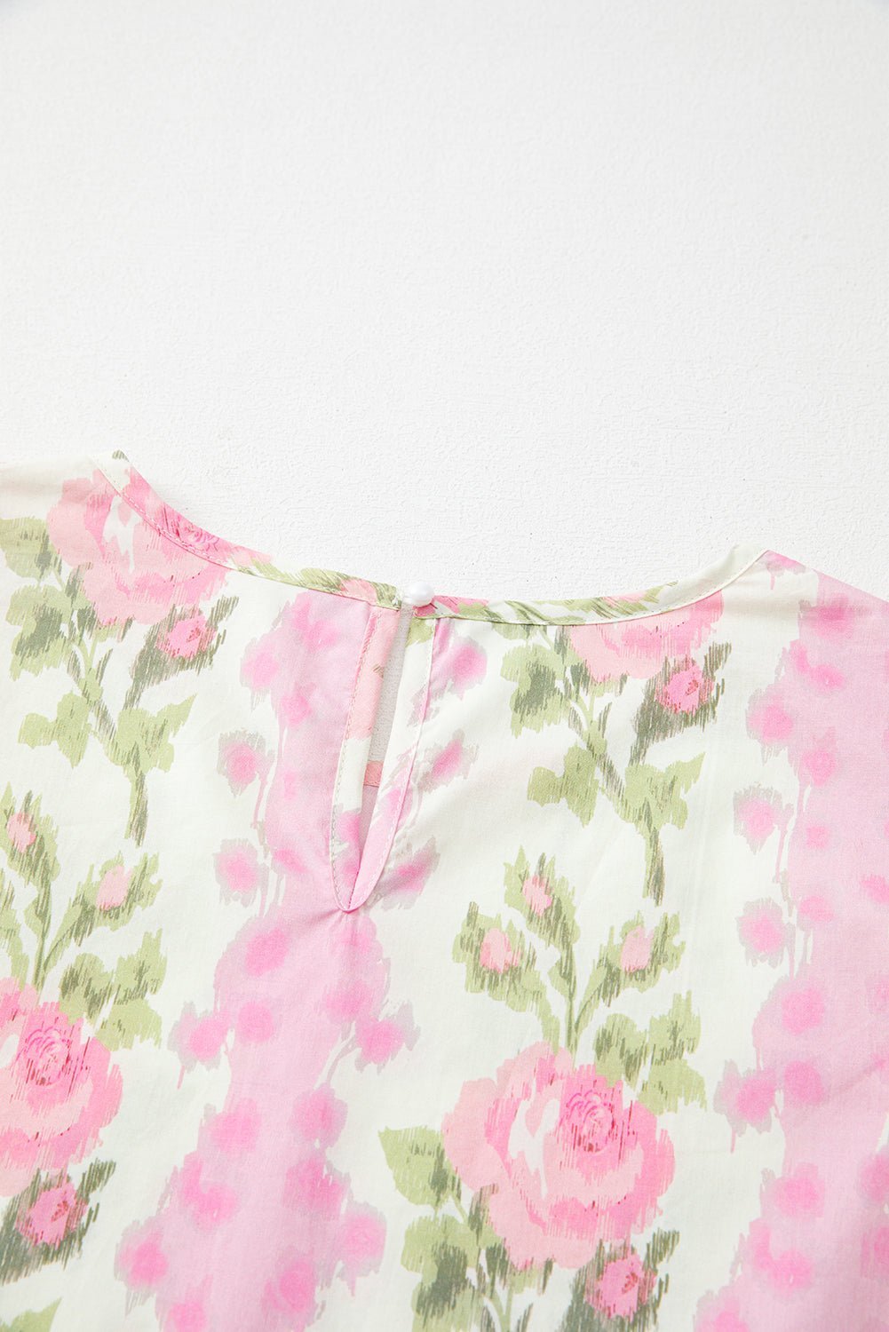 Pink Floral Print Layered Ruffle Sleeve Summer Top - MAD RUFFI