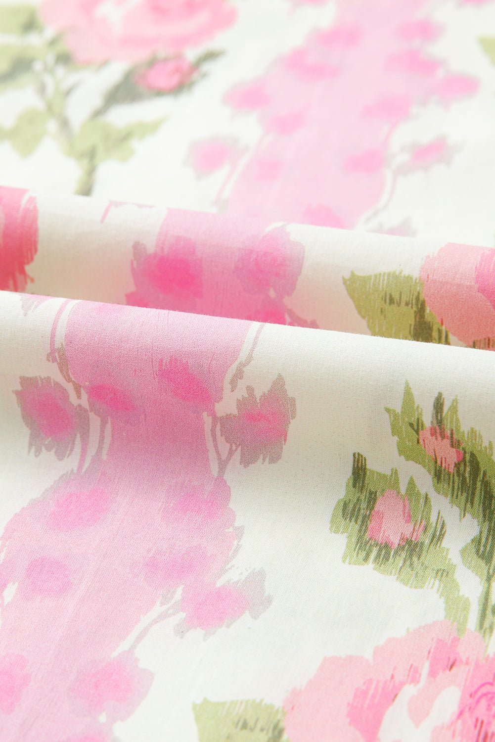 Pink Floral Print Layered Ruffle Sleeve Summer Top - MAD RUFFI