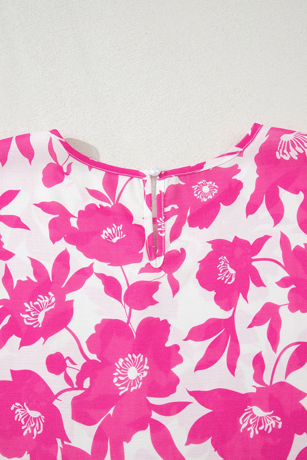 Pink Floral Print Ruffle Short Sleeve Loose Blouse - MAD RUFFI