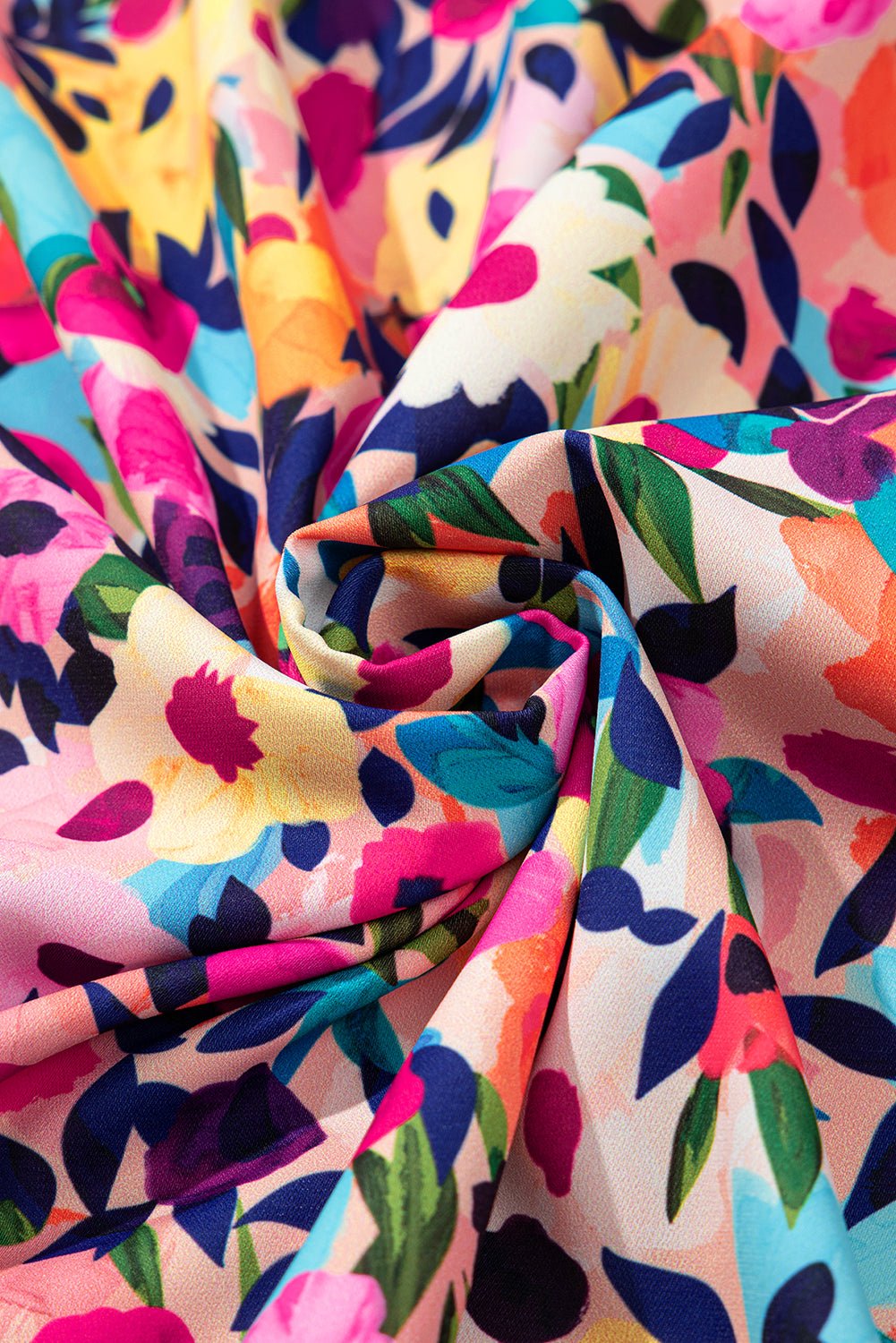 Pink Floral Puff Short Sleeve V Neck Mini Dress - MAD RUFFI