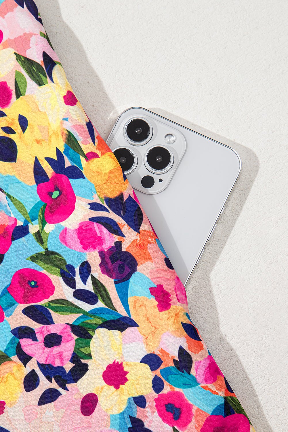 Pink Floral Puff Short Sleeve V Neck Mini Dress - MAD RUFFI