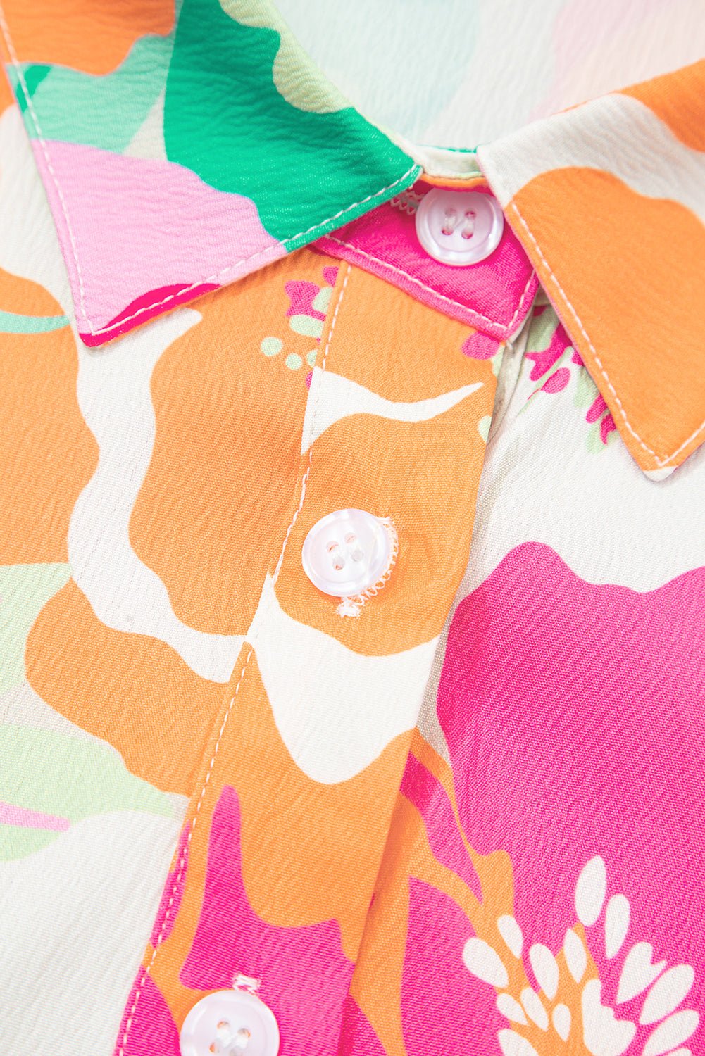 Pink Floral Puff Sleeve Collar Buttoned Babydoll Dress - MAD RUFFI