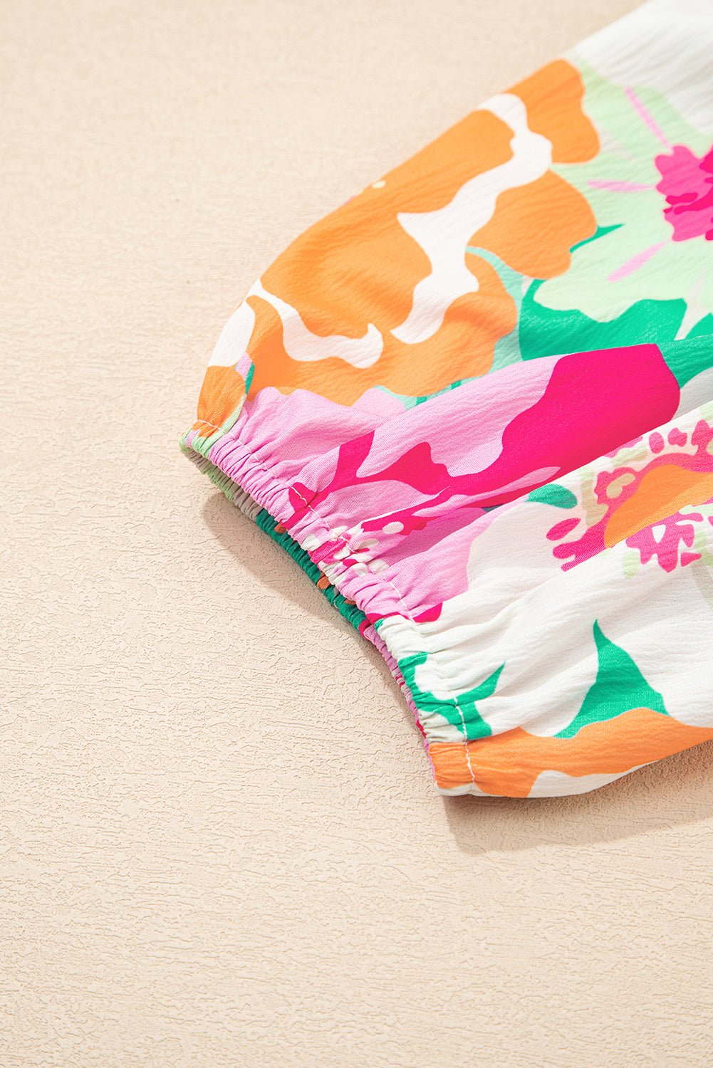 Pink Floral Puff Sleeve Collar Buttoned Babydoll Dress - MAD RUFFI